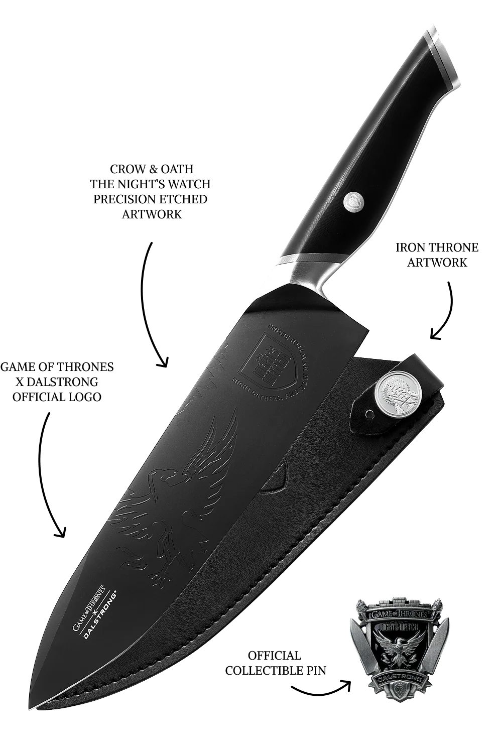 Chef Knife 8" | Game of Thrones™ Edition | Night's Watch™ | Dalstrong © - Image 9