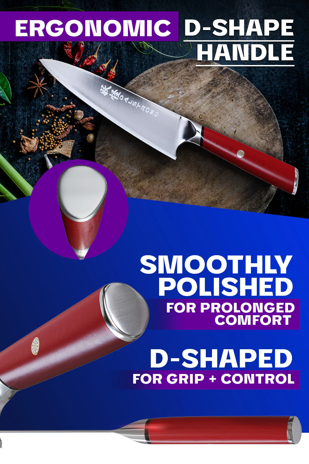 Chef's Knife 8" | Red G10 Handle | Phantom Series | Dalstrong © - Image 6