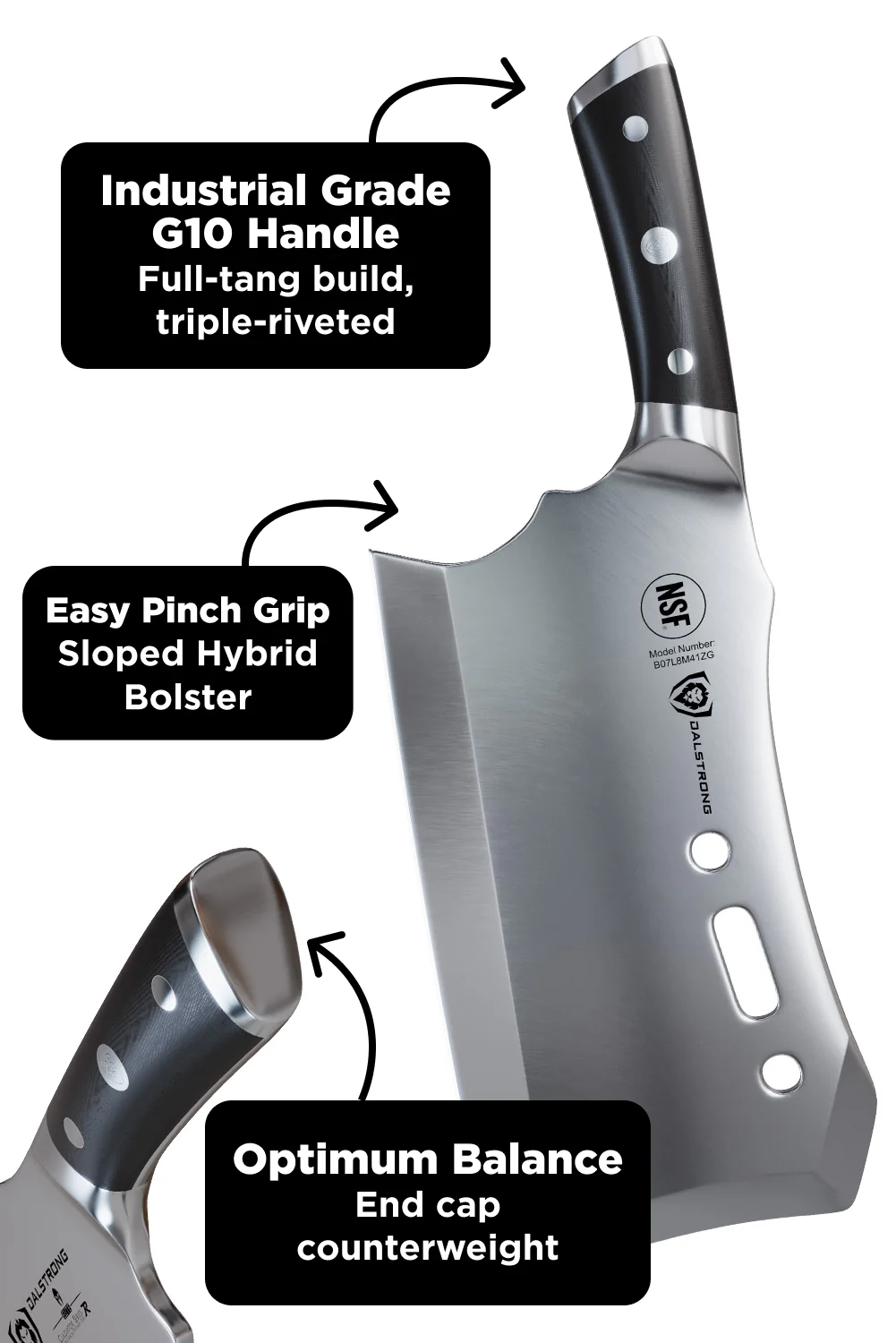 Meat Prep Bundle | 9" Obliterator Meat Cleaver with Stand + 8" Chef & Cleaver Hybrid Crixus Knife - Image 3
