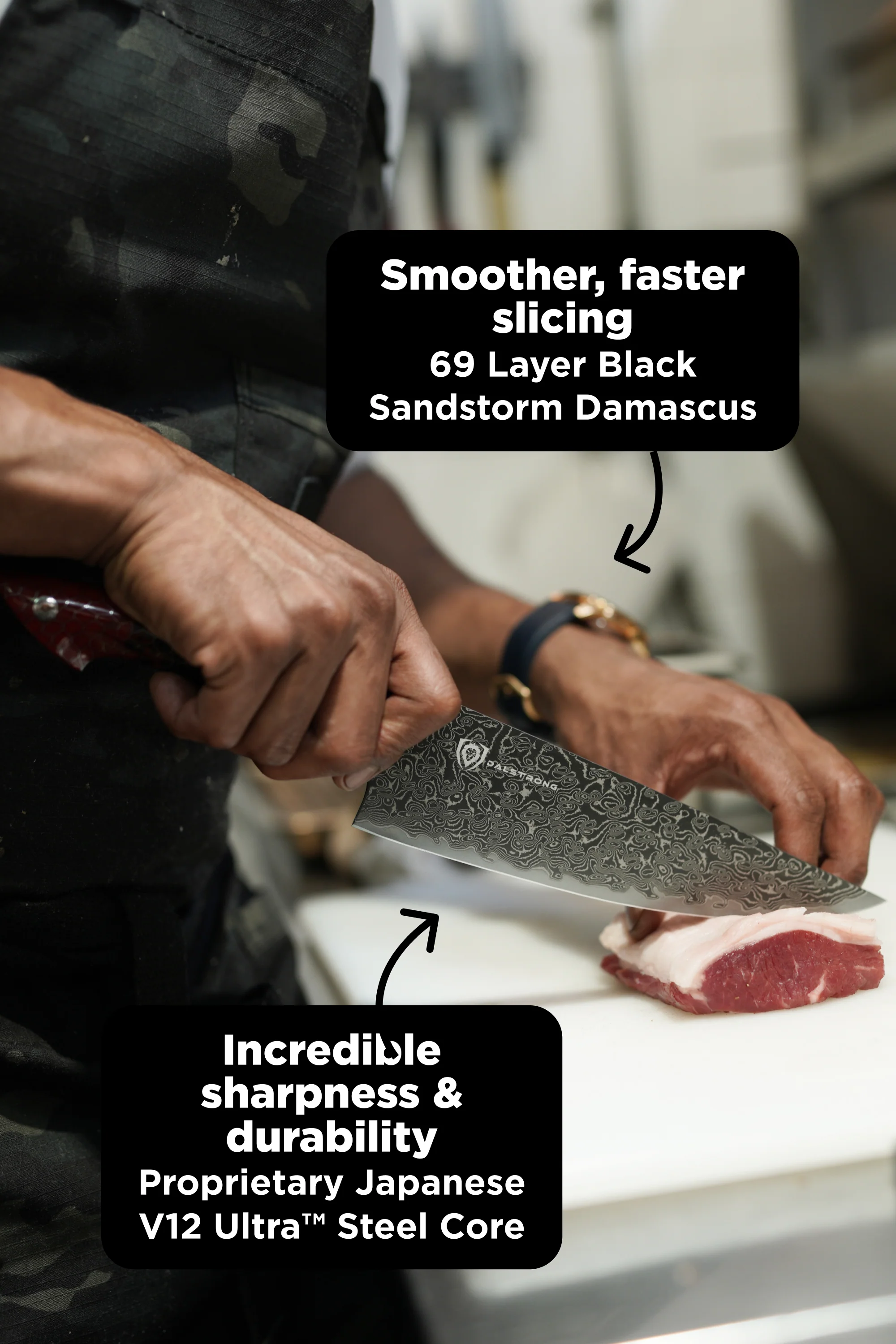 Scorpion Hellfire Bundle | 8" Chef's Knife + 4" Paring Knife + 11" Slicer Knife - Image 5
