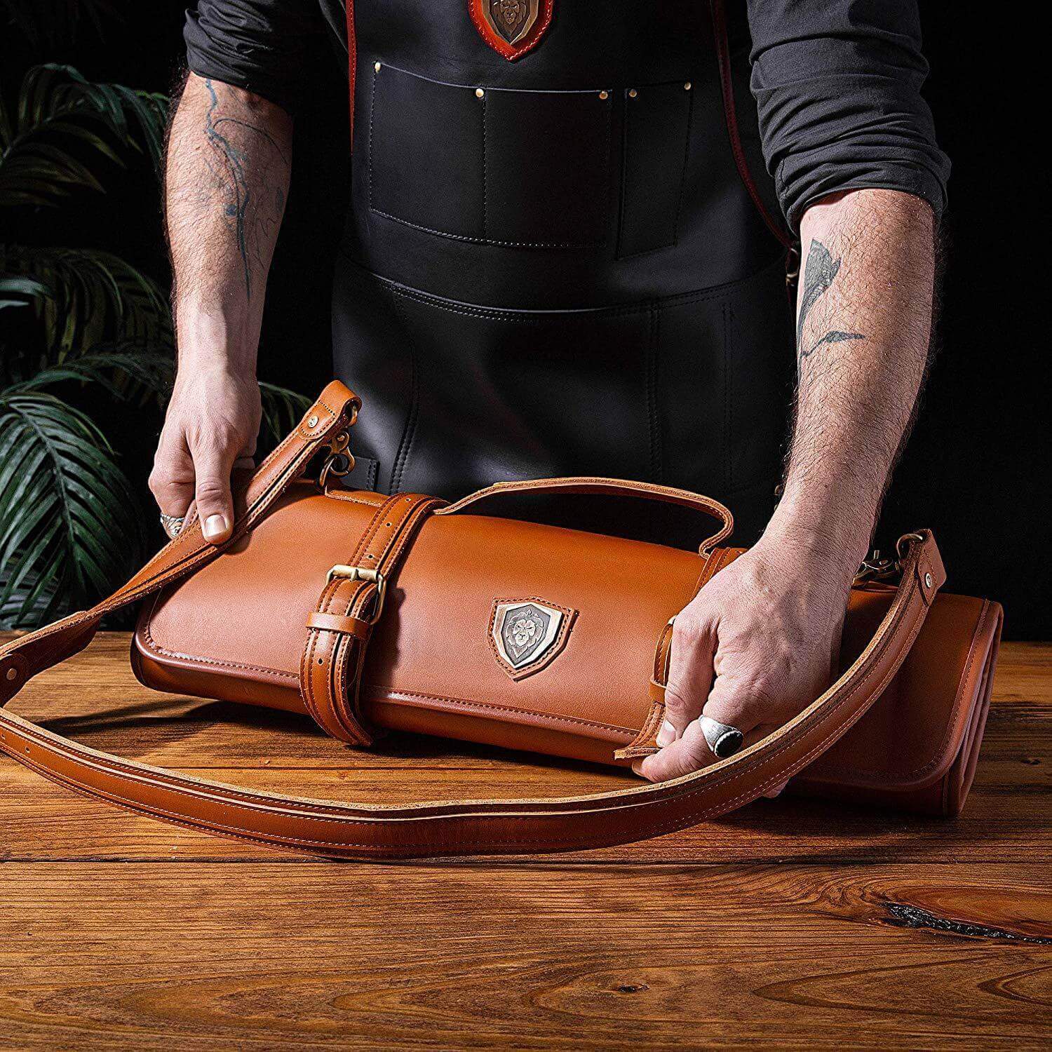 California Brown | Full Grain Leather | Vagabond Knife Roll | Dalstrong © - Image 7
