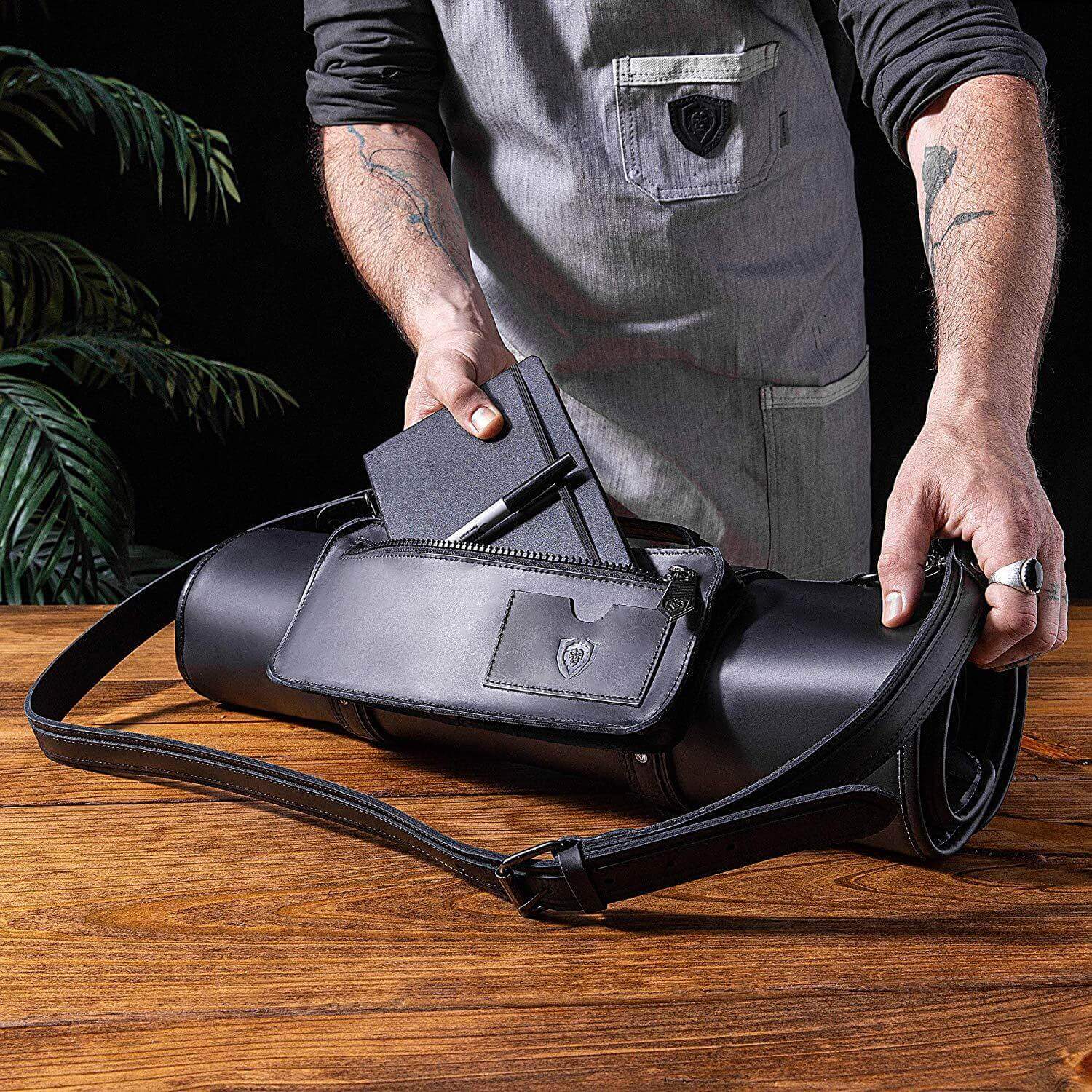Midnight Black | Full Grain Leather | Vagabond Knife Roll | Dalstrong © - Image 7